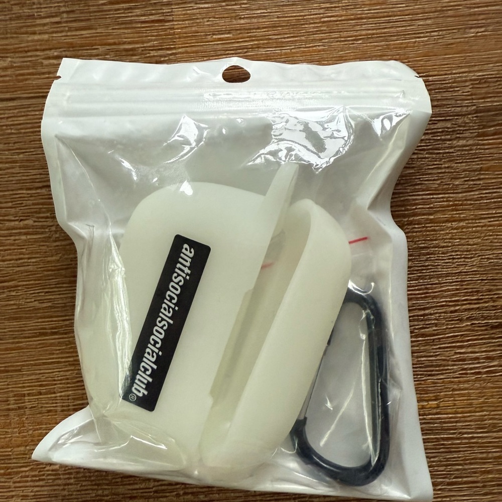 Anti Social Social Club White AirPods Case with Black Clip